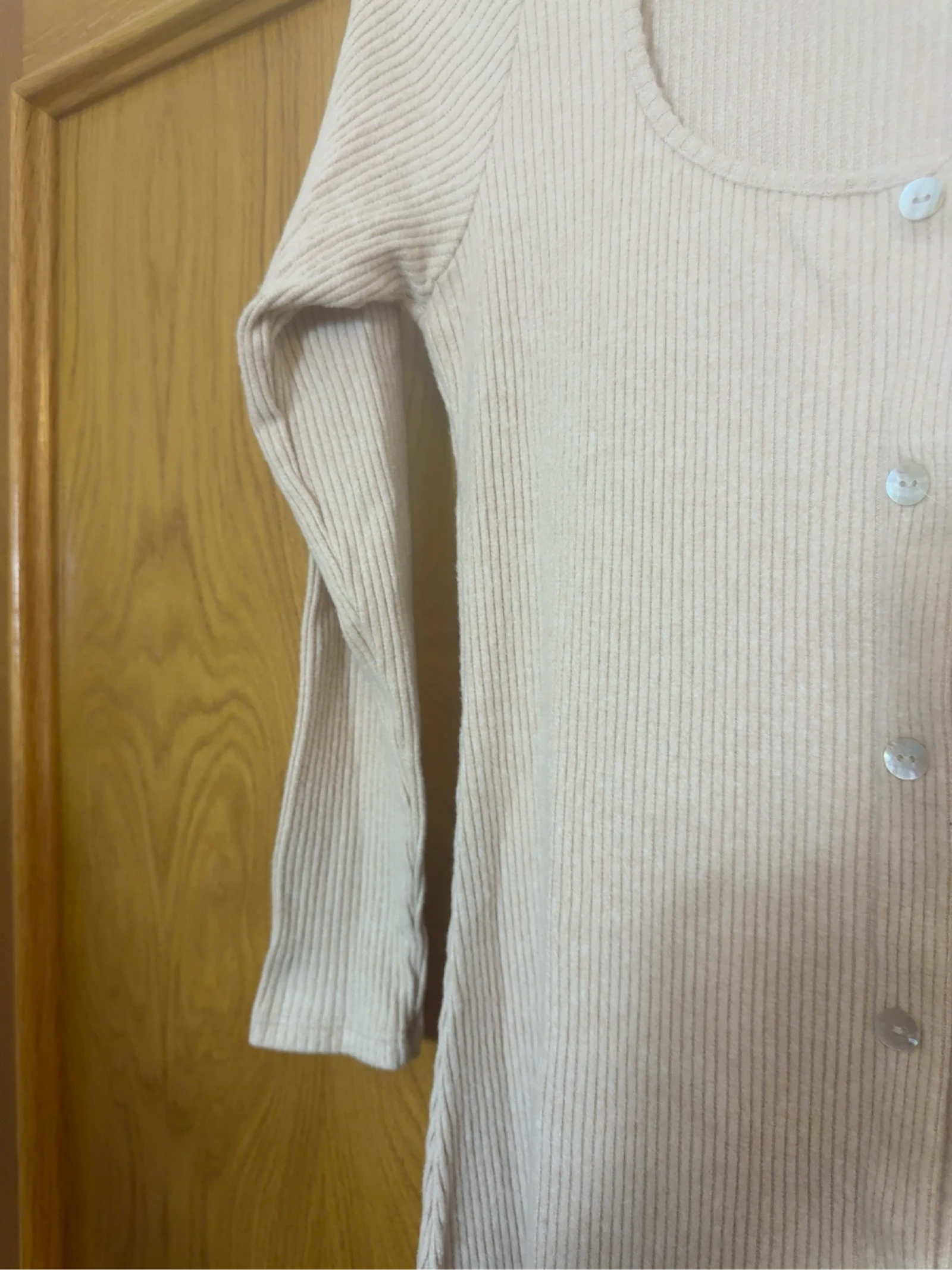 Beige Easy Wear Long Sleeve Button Down Midi Dress L – photo 5